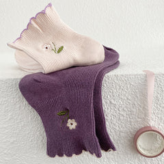 5 Pairs Cute floret curling Crew Socks