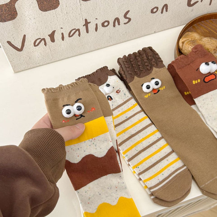 1 Pair Cartoon 3D Big Eyes Fun Crew Socks - SocksLtd