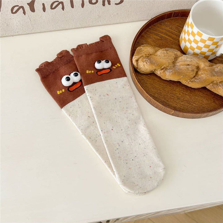 1 Pair Cartoon 3D Big Eyes Fun Crew Socks - SocksLtd