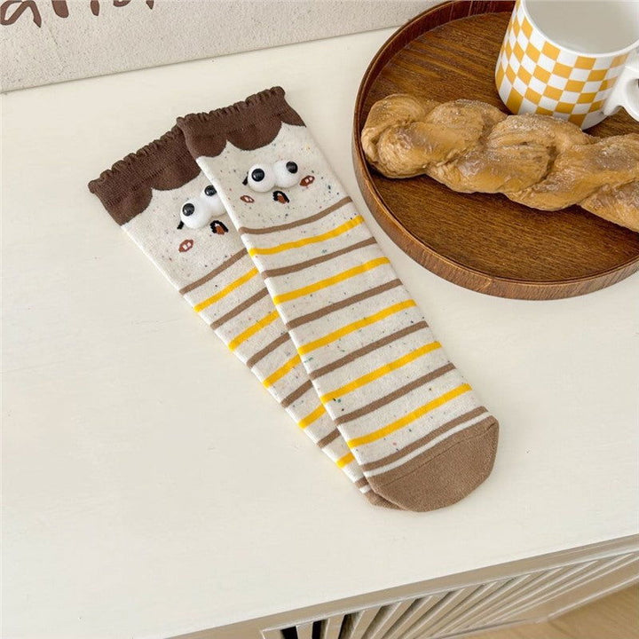 1 Pair Cartoon 3D Big Eyes Fun Crew Socks - SocksLtd