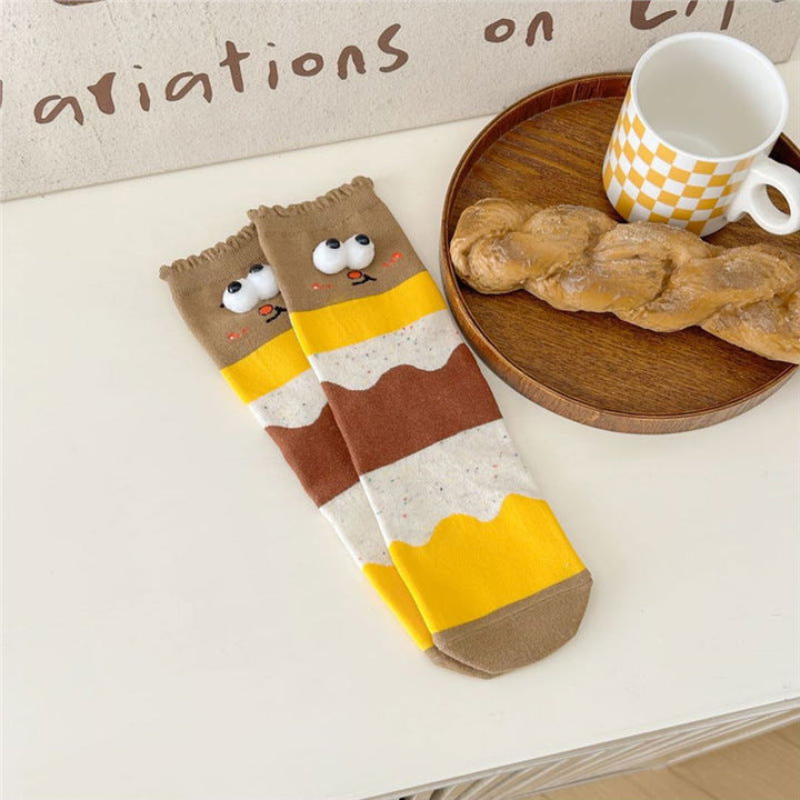 1 Pair Cartoon 3D Big Eyes Fun Crew Socks - SocksLtd