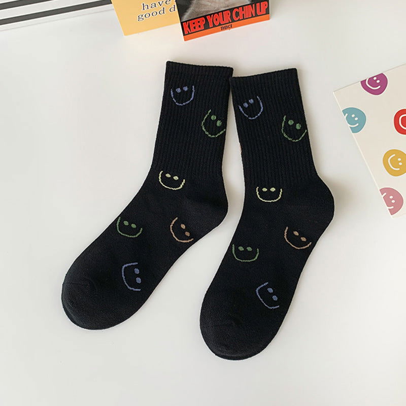 1 Pair Cartoon smiley face Crew Socks - SocksLtd