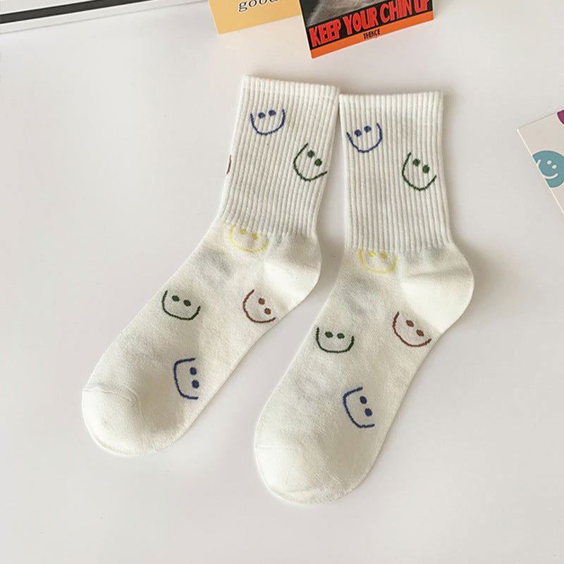 1 Pair Cartoon smiley face Crew Socks - SocksLtd