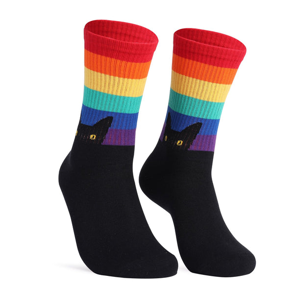 1 Pair Cat Dog Rainbow Casual Crew Socks - SocksLtd