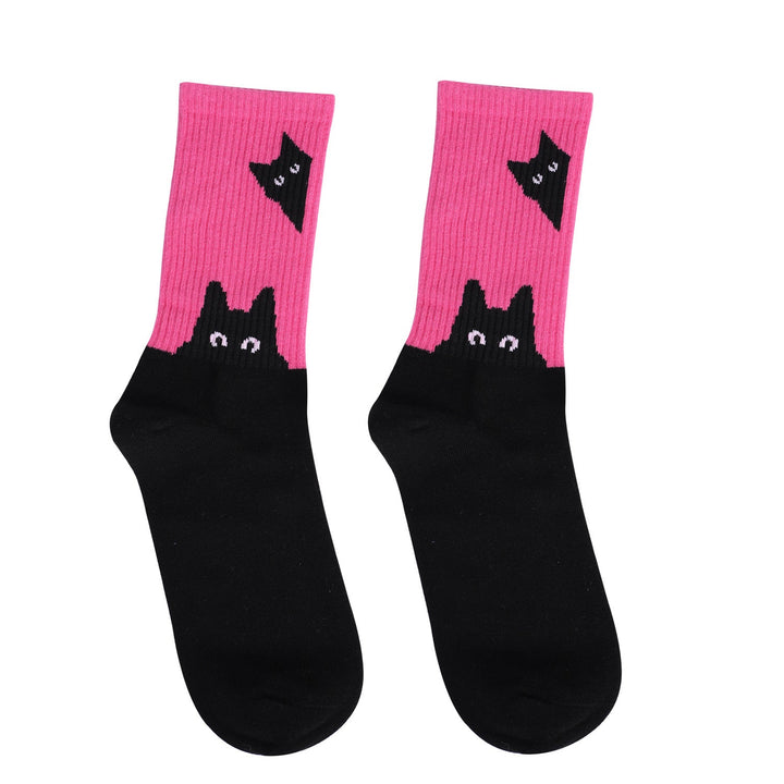 1 Pair Cat Dog Rainbow Casual Crew Socks - SocksLtd
