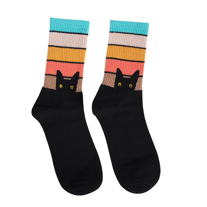 1 Pair Cat Dog Rainbow Casual Crew Socks - SocksLtd