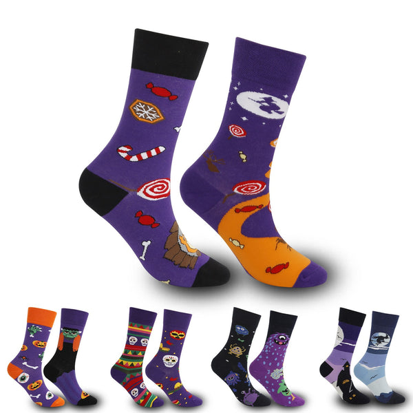 1 Pair Color blocking Halloween Casual Crew Socks - SocksLtd