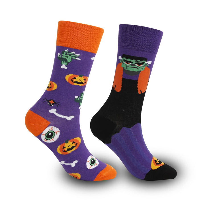 1 Pair Color blocking Halloween Casual Crew Socks - SocksLtd