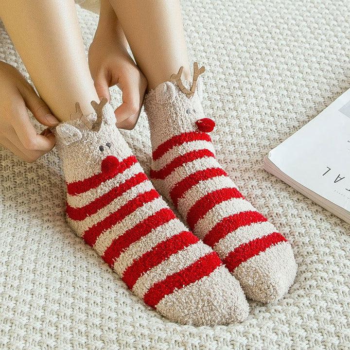 1 Pair Coral fleece Cute  Christmas Crew Socks - SocksLtd