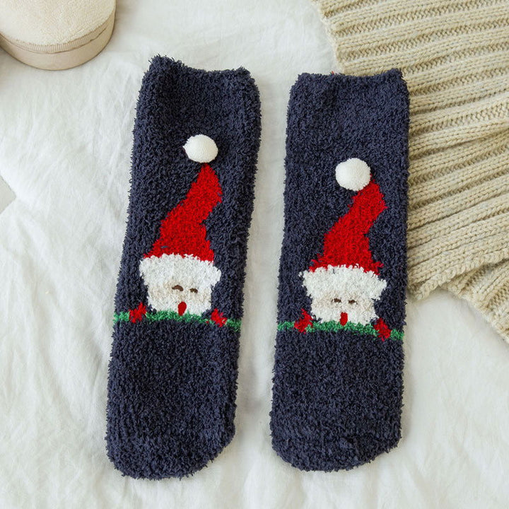 1 Pair Coral fleece Cute  Christmas Crew Socks - SocksLtd