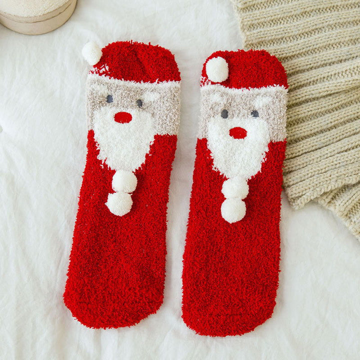 1 Pair Coral fleece Cute  Christmas Crew Socks - SocksLtd