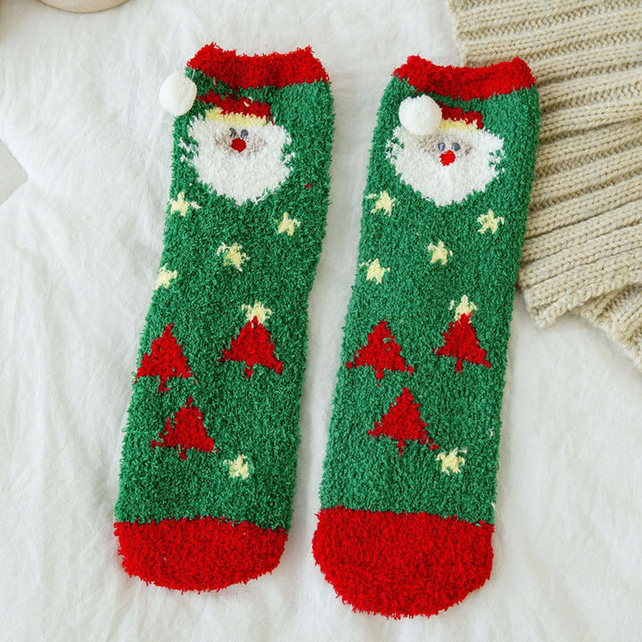 1 Pair Coral fleece Cute  Christmas Crew Socks - SocksLtd