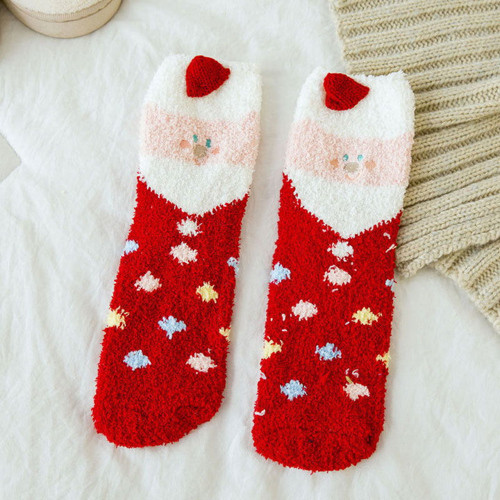 1 Pair Coral fleece Cute  Christmas Crew Socks - SocksLtd