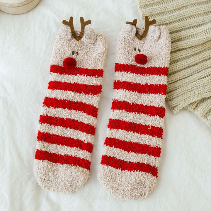 1 Pair Coral fleece Cute  Christmas Crew Socks - SocksLtd