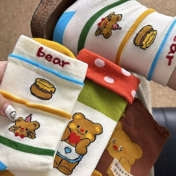 1 Pair Cute Little Bear Lace Casual Crew Socks - SocksLtd