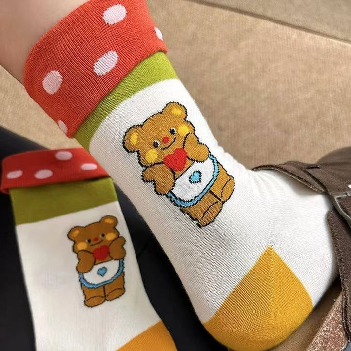 1 Pair Cute Little Bear Lace Casual Crew Socks - SocksLtd