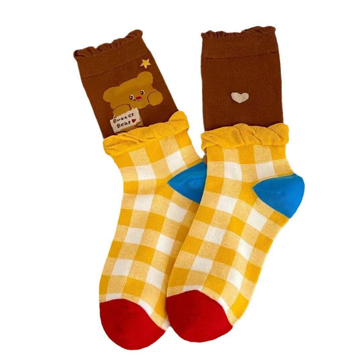1 Pair Cute Little Bear Lace Casual Crew Socks - SocksLtd