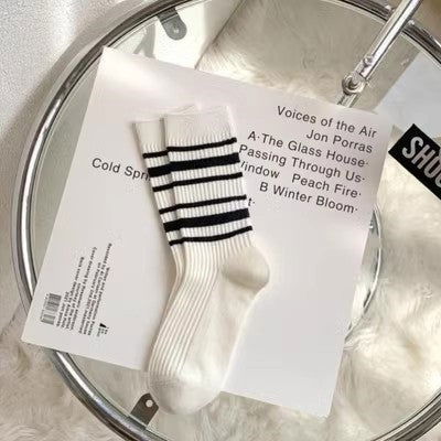 1 Pair Embroidered letter stripes Casual Socks - SocksLtd