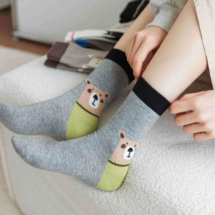 1 Pair Illustration Cartoon  Fun Crew Socks - SocksLtd