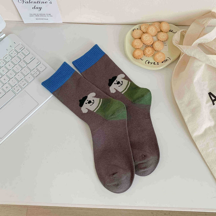 1 Pair Illustration Cartoon  Fun Crew Socks - SocksLtd