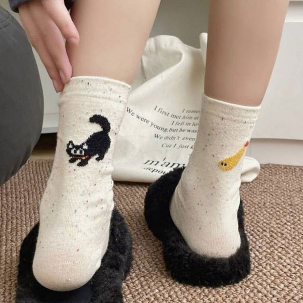 1 Pair Illustration personality  Fun Crew Socks - SocksLtd