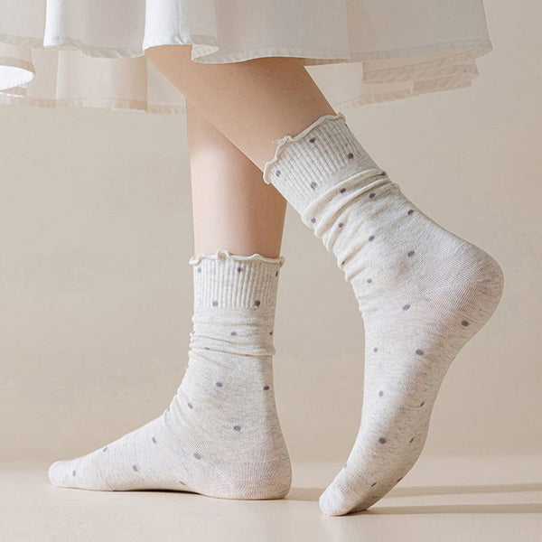 1 Pair Ins lace polka dots Casual Crew Socks - SocksLtd
