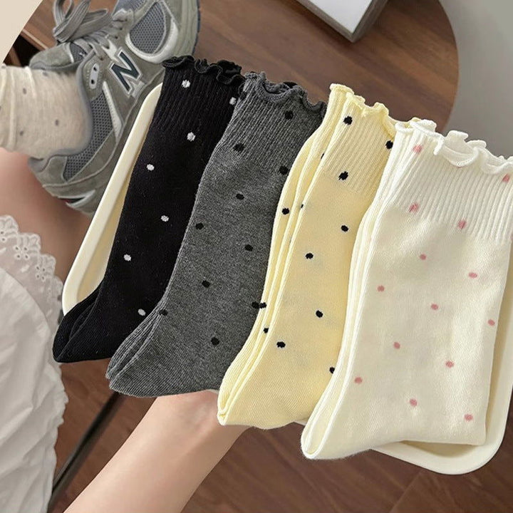 1 Pair Ins lace polka dots Casual Crew Socks - SocksLtd