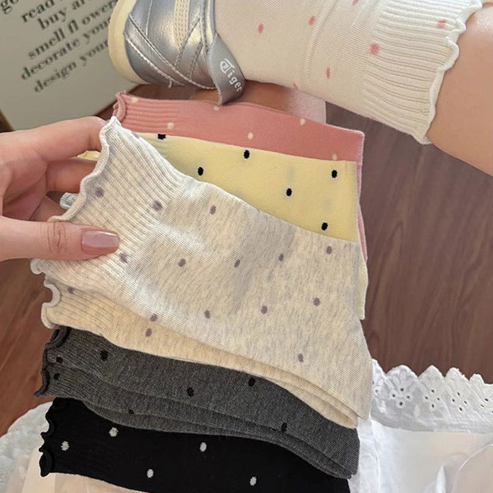 1 Pair Ins lace polka dots Casual Crew Socks - SocksLtd