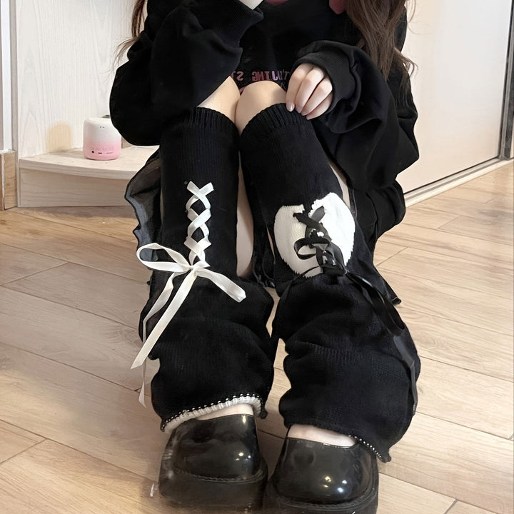 1 Pair Kawaii Lace-Up Leg Warmers  JK Style Knee High Socks - SocksLtd
