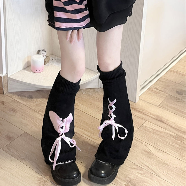1 Pair Kawaii Lace-Up Leg Warmers  JK Style Knee High Socks - SocksLtd