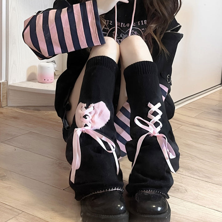 1 Pair Kawaii Lace-Up Leg Warmers  JK Style Knee High Socks - SocksLtd