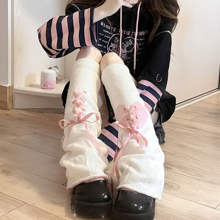 1 Pair Kawaii Lace-Up Leg Warmers  JK Style Knee High Socks - SocksLtd