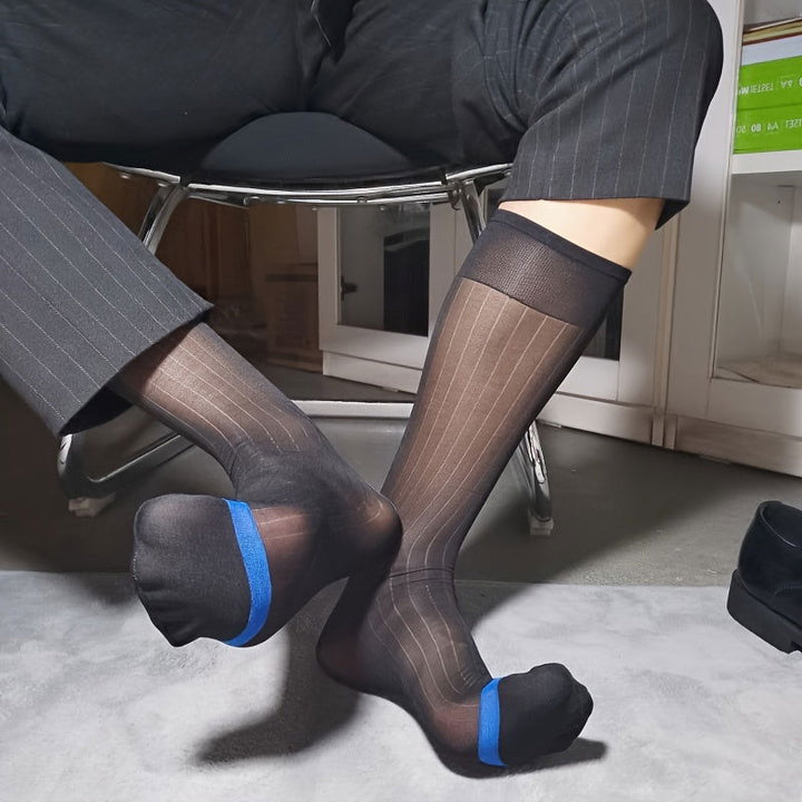 1 Pair Men Dress Suit Knit Fabric Knee High Socks - socksltd