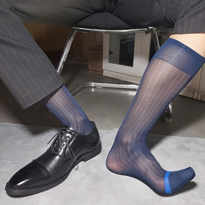 1 Pair Men Dress Suit Knit Fabric Knee High Socks - socksltd