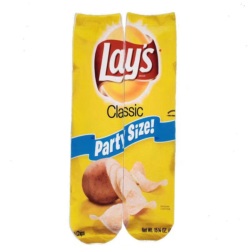 1 Pair Potato chip printing Crew Socks - SocksLtd