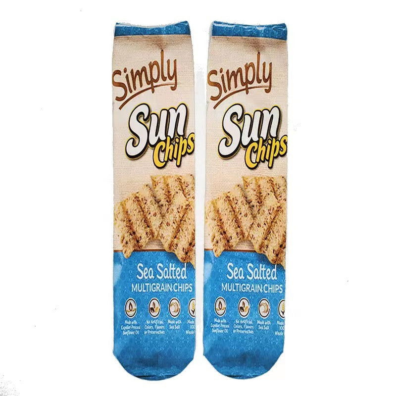 1 Pair Potato chip printing Crew Socks - SocksLtd