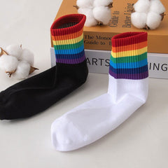 1 Pair Rainbow Casual Crew Socks - SocksLtd