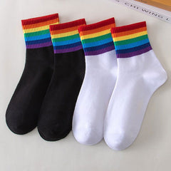 1 Pair Rainbow Casual Crew Socks - SocksLtd