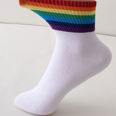 1 Pair Rainbow Casual Crew Socks - SocksLtd