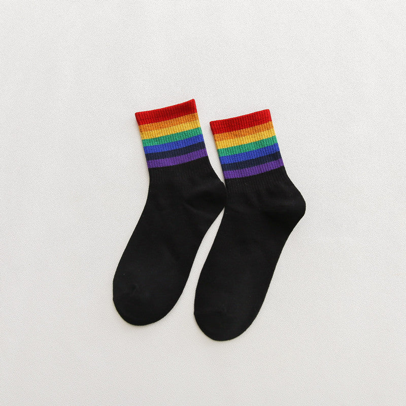 1 Pair Rainbow Casual Crew Socks - SocksLtd