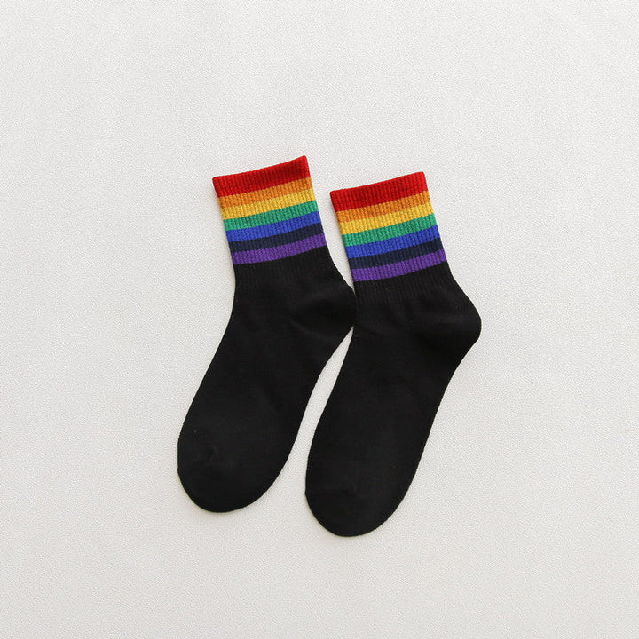 1 Pair Rainbow Casual Crew Socks - SocksLtd