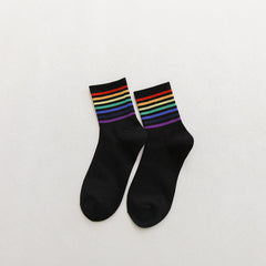 1 Pair Rainbow Casual Crew Socks - SocksLtd