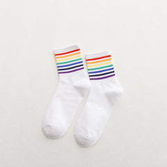 1 Pair Rainbow Casual Crew Socks - SocksLtd