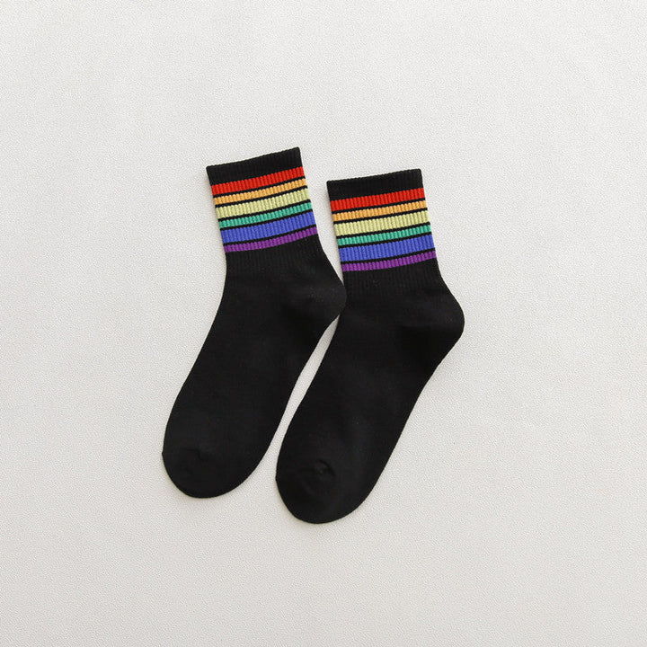 1 Pair Rainbow Casual Crew Socks - SocksLtd