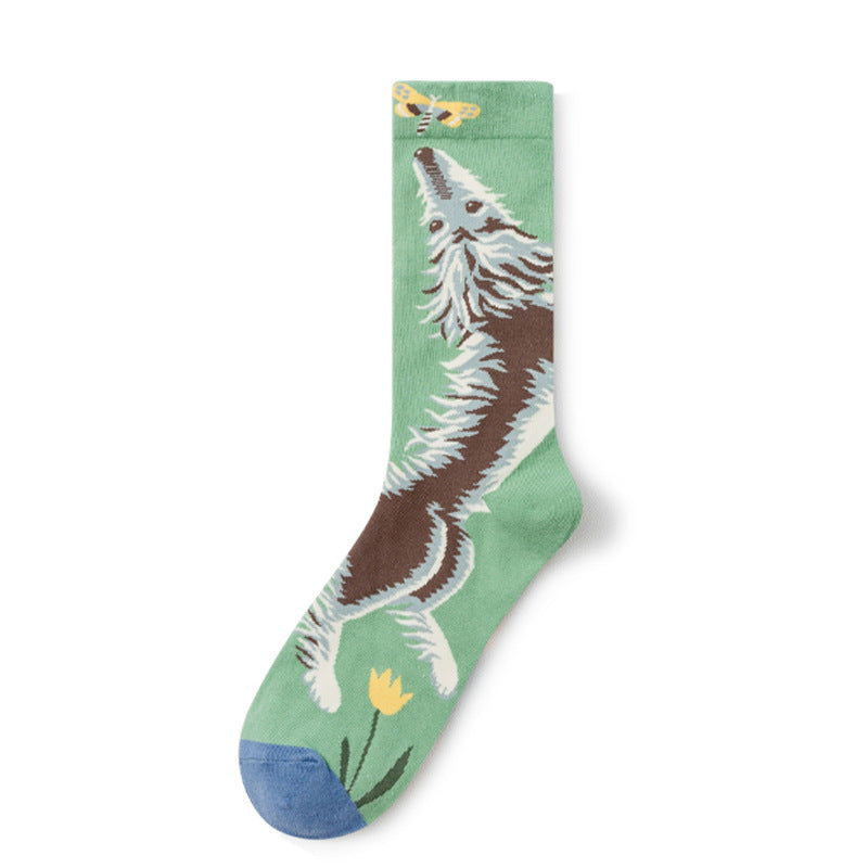 1 Pair Retro Art Crew Socks - SocksLtd