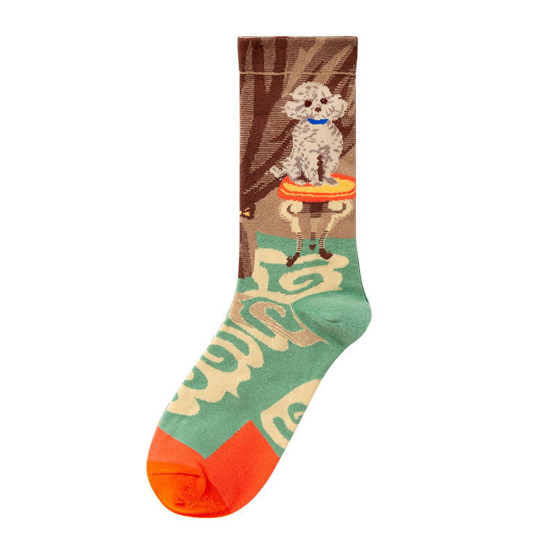 1 Pair Retro Art Crew Socks - SocksLtd