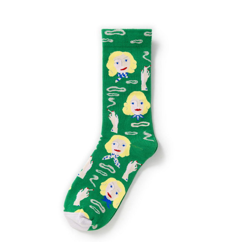 1 Pair Retro Art Crew Socks - SocksLtd