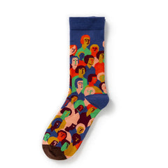 1 Pair Retro Art Crew Socks - SocksLtd