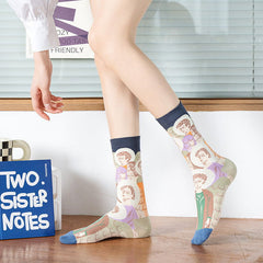 1 Pair Retro abstract  Crew Socks - SocksLtd