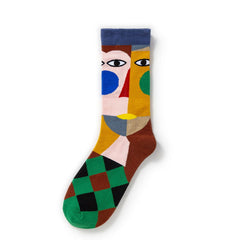 1 Pair Retro abstract  Crew Socks - SocksLtd